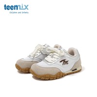 天美意童鞋2025秋冬季新款阿甘鞋男女童鞋中大童跑步宝宝鞋休闲运动鞋 杏仁灰 26