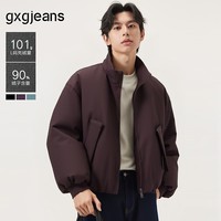 gxgjeans男装 多色潮流宽松短款立领夹克式羽绒服外套 25冬新品 酒红色 L (175)