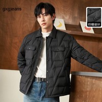 gxgjeans男装2024年冬季保暖翻领黑色情侣轻薄羽绒服女 黑色-2 2XL (185)