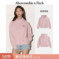 Abercrombie & Fitch美式复古经典LOGO百搭抓绒落肩袖连帽卫衣25秋冬女装152-5420 粉色 M (165/96A)