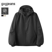 gxgjeans男装 多色胸前绣花时尚连帽夹克外套男士 25年春新品 黑色 XL (180)