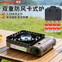 岩谷(Iwatani)双重防风卡式炉户外野餐野炊便携式炉具烤盘套装火锅卡磁瓦斯炉子 【60%买】卡式炉+4气+一体包