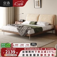 宜洛（IGLOUCE）可拆洗大象耳朵床雪尼尔布床主卧复古实木软包床卧室齐边双人大床 进口雪尼尔+松木骨架 尊享版【无拆洗云感棉靠包】1.8支架结构