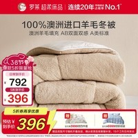 罗莱家纺 羊毛被子 A类抗菌100%羊毛被芯 羊羔绒保暖冬被重约9斤