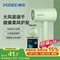 飞科博锐电吹风机吹头发家用大功率不伤发便携护发吹风筒女士宿舍用 价保618 翡翠绿PH1628