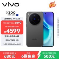 vivo X300 16GB+512GB 纯粹黑 蔡司2亿超级主摄 蔡司APO超级长焦 5年持久流畅OriginOS 6 拍照 AI手机