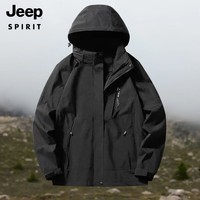 JEEP SPIRIT吉普 夹克百搭休闲外套户外防风保暖夹克外套1818D 男款黑色 XL