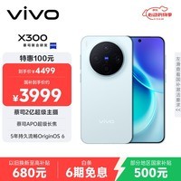 vivo X300 12GB+256GB 自在蓝 蔡司2亿超级主摄 蔡司APO超级长焦 5年持久流畅OriginOS 6 拍照 AI手机