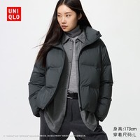 优衣库女装无缝羽绒短茄克/外套夹克478578 07 青灰色 S /155/80A