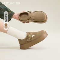 西遇（Westlink）厚底勃肯鞋女2025年秋冬新款复古全包一脚蹬单鞋丑萌百搭鞋子 卡其色 预售20天 35 (225)