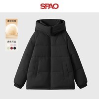 SPAO简约连帽棉服男女2025冬季新款加厚保暖防寒面包服外套SPMFNC06XY 黑#纯色 M