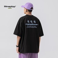 MMOPTOP潮牌情侣T恤短袖男夏季重磅纯棉打底宽松休闲上衣女M0006黑色XL