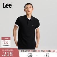 Lee26春夏新品标准版翻领小Logo徽标男短袖polo衫潮LMT012293211 黑色 XL