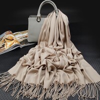 达芬奇密码 流苏纯色围巾女冬季百搭加厚款披肩年会长款可定制logo文字 裸色