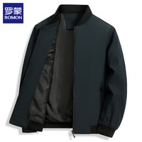 罗蒙（ROMON）夹克男外套春秋新款商务休闲保暖加棉厚款男士通勤茄克衫上衣 墨绿 单面款 3XL