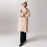 帕罗（PALUOPO）秋冬新款毛呢大衣女士羊毛韩版厚款保暖双面外套ET23018D 米色 M 160/84A