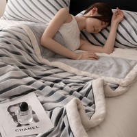 圣希德牛奶绒毛毯加厚冬季办公室午睡毯沙发毯子盖毯珊瑚绒毯床上用品 绵眠条-仓灰 学生牛奶绒毛毯-100*120cm