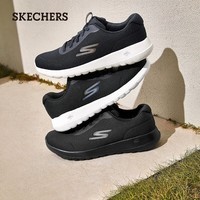 斯凯奇（Skechers）跑步鞋男鞋缓震网面绑带运动鞋耐磨舒适轻便春季黑色慢跑鞋 黑色/蓝色/BKBL 39.5