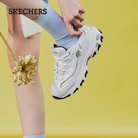 斯凯奇（Skechers）女鞋小白熊女士休闲鞋子厚底增高百搭运动软底老爹鞋女99999863 白色/海军蓝色/WNV 37