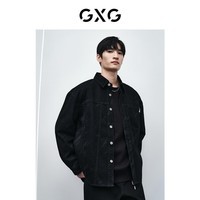 GXG男装 商场同款黑色激光烧花牛仔衬衫 黑色 165/S