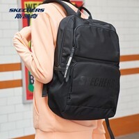 斯凯奇（Skechers）男女同款196家族双肩包电脑包学生经典百搭简约高中书包旅行背包 碳黑/0018 20-30升