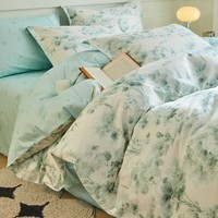AIDLI 纯棉床上四件套40支纯棉 被套床单被罩床上用品双人全棉套件 花涧-绿 四件套 床单款 （被套200*230cm）