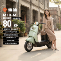 雅迪 电动摩托车 M10-M电动车60V22Ah铅酸电池80KM超长续航电轻摩长途通勤时尚男女摩托车 春辰绿