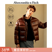 Abercrombie & Fitch男装25秋冬新款美式双拉链LOGO立领羽绒服外套132-5199 棕色 S (175/92A)