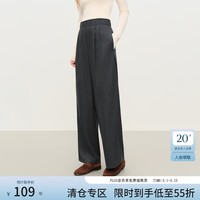 范思蓝恩松弛宽松直筒拖地休闲裤女冬季2025新款通勤百搭裤子4488 深灰色 L