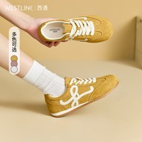 西遇平底德训鞋女2026新款春夏超火美式复古粉色板鞋轻便休闲鞋 浅黄色 预售20天 35 (225)