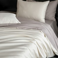 途波列 100s贡缎长绒棉双拼全棉纯棉素雅纯色四件套 BG100s-富山白 1.8床 床单款 (被套200*230cm) 套件