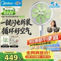 美的（Midea）【幸运草安睡2.0 Ultra】一键闪装/直流变频空气循环扇卧室静音家用语音遥控电风扇一级能效落地扇