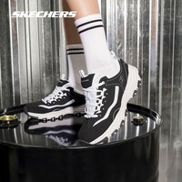 斯凯奇（Skechers）奥利奥熊猫鞋丨老爹鞋女经典黑白复古春夏轻便潮流增高运动休闲鞋 【女款】黑色/白-BKW 35.5