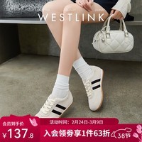 西遇德训鞋女2026新款春季复古百搭休闲鞋舒适轻便软底运动鞋 米白色 预售20天 37 (235)
