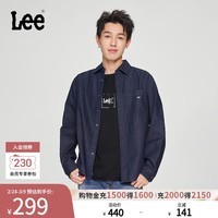 Lee标准版翻领经典工装设计男士长袖牛仔衬衫日常休闲潮流LMT009 清水洗 XL