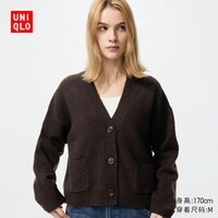 优衣库女装舒芙蕾针织短开衫/外套空调衫通勤478339 38 深褐色 S /155/80A