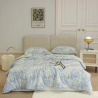 柳庭家纺 空调被纯棉贡缎夏凉被 单人双人可机洗春秋加厚被子 蓝腰果 150*200cm（夏被3斤）