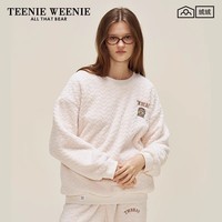Teenie Weenie小熊肌理绒套头睡裙加绒加厚保暖家居服睡衣女秋冬季 米白(睡衣套装) S