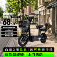 金箭电动自行车 2026新新国标电动车国民好车糖果时尚48V20Ah铅酸超长续航大踏板电瓶车 醇黑色