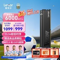 雷克沙（Lexar）DDR5 6000 16GB单条 电竞马甲条台式内存条 CL36 Thor雷神二代马甲 黑色