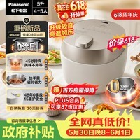 松下(Panasonic)【价保618】小元煲电压力锅0涂层高压锅5L容量电饭煲4-5人不锈钢多功能饭锅智能预约NF-PDS500-W