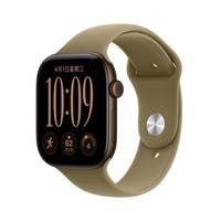 Apple/苹果 Watch Series 12 智能手表蜂窝版46毫米深古铜色铝金属表壳橄榄色运动型表带M/L MJJC4CH/B