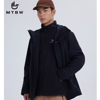 美特斯邦威男士夹克春季新款冲锋衣男户外运动三防抓绒三合一冲锋衣外套 【三合一】抓绒内胆-玄影黑 M 170 92A