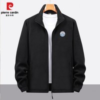 皮尔卡丹2025秋冬季立领外套男士休闲运动卫衣抓绒衣保暖上衣男装 黑色 【8135】 M