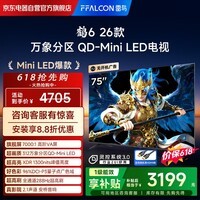 FFALCON雷鸟电视 鹤6 26款 75英寸 万象分区QD-MiniLED1300nits 高阶VA安桥音响288Hz 平板游戏电视75R69A