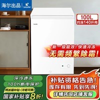 海尔(Haier)单温冰柜家用无需频繁除霜冷藏柜冷冻柜租房小型冰箱 100升 约装140斤丨海尔出品leader