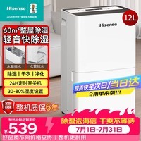 海信(Hisense)除湿机12升/天60㎡回南天家用抽湿机地下室 轻音卧室净化干衣抽湿器去湿防潮 宿舍CF12BD/U