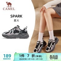 骆驼（CAMEL）女鞋厚底增高缓震老爹休闲运动鞋子 K25CX4L4013 黑/云灰紫 39