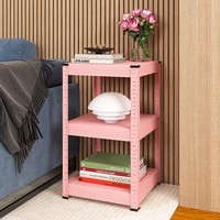 峰阳货架 置物架 厨房货架 家用多层架子 客厅阳台卫生间落地收纳架 粉色 长60宽40高80cm 三层 粉色