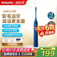 飞利浦(PHILIPS)【价保618】电动牙刷 S3全新升级5效宝藏刷 专业清洁护牙 情侣礼赠男士生日礼物 【深海蓝】HX2471/01